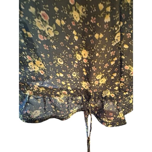 Vintage Sheer Flutter Sleeve Top Sz Large Y2K Fairy Cottage Core Bow Floral Mudd - Picture 5 of 11
